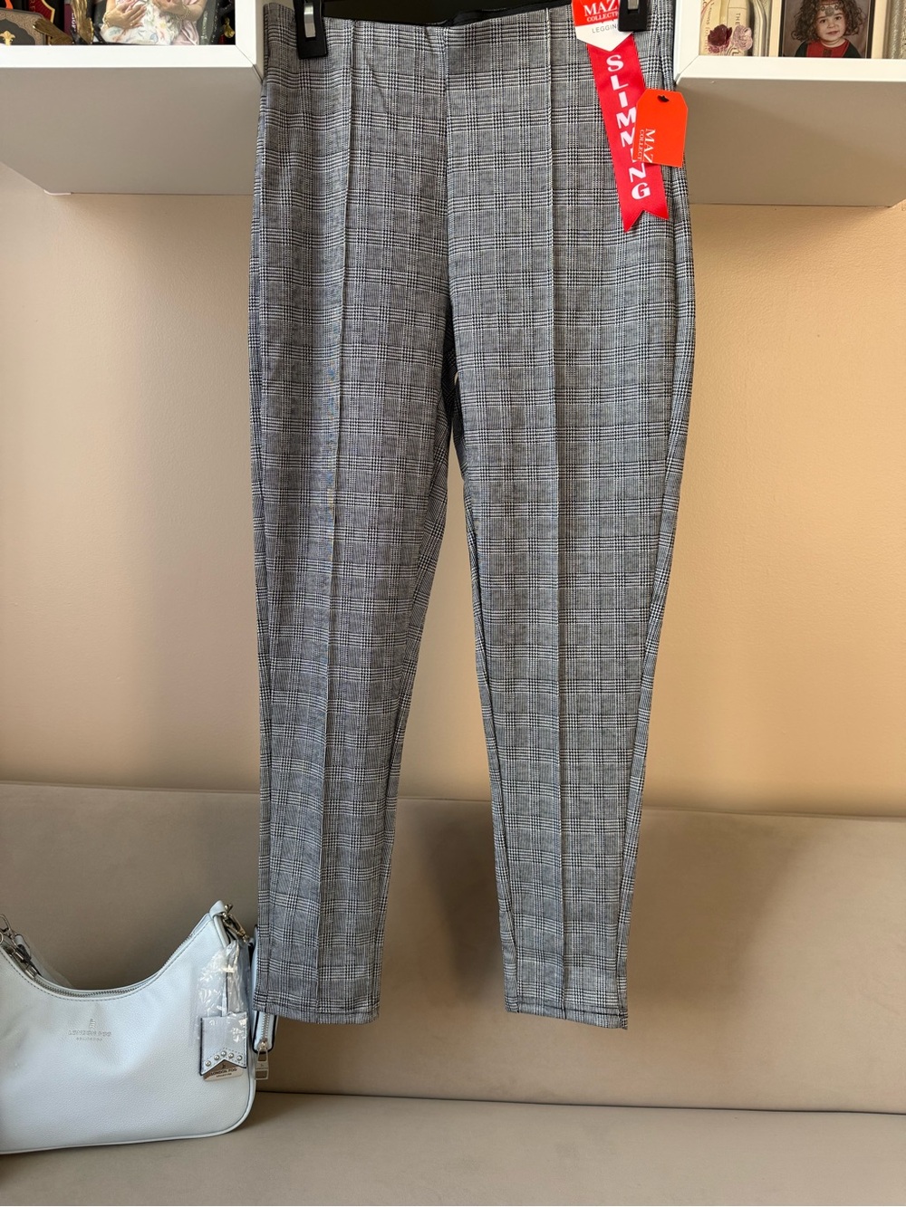 Slim Fit Gray Glen Plaid Women’s Pants